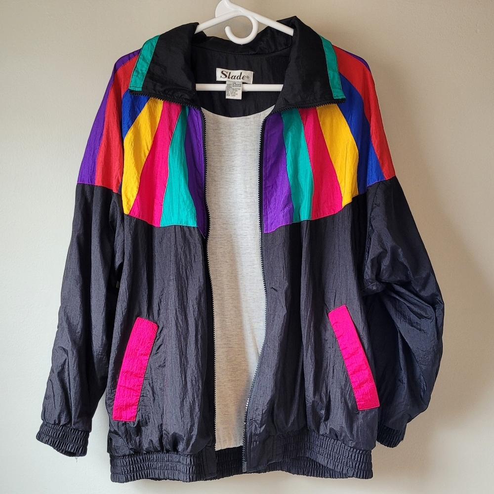 SLADE Vintage 80s / 90s Colorblock Nylon Windbreaker Women's XL - Picture 10 of 10